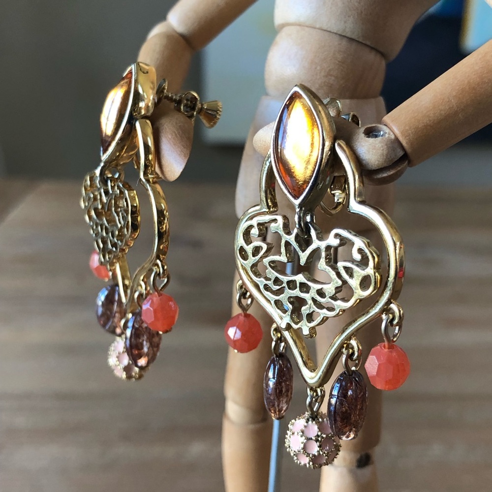 Vintage Dangle Adjustable Back Clip Earrings - image 4